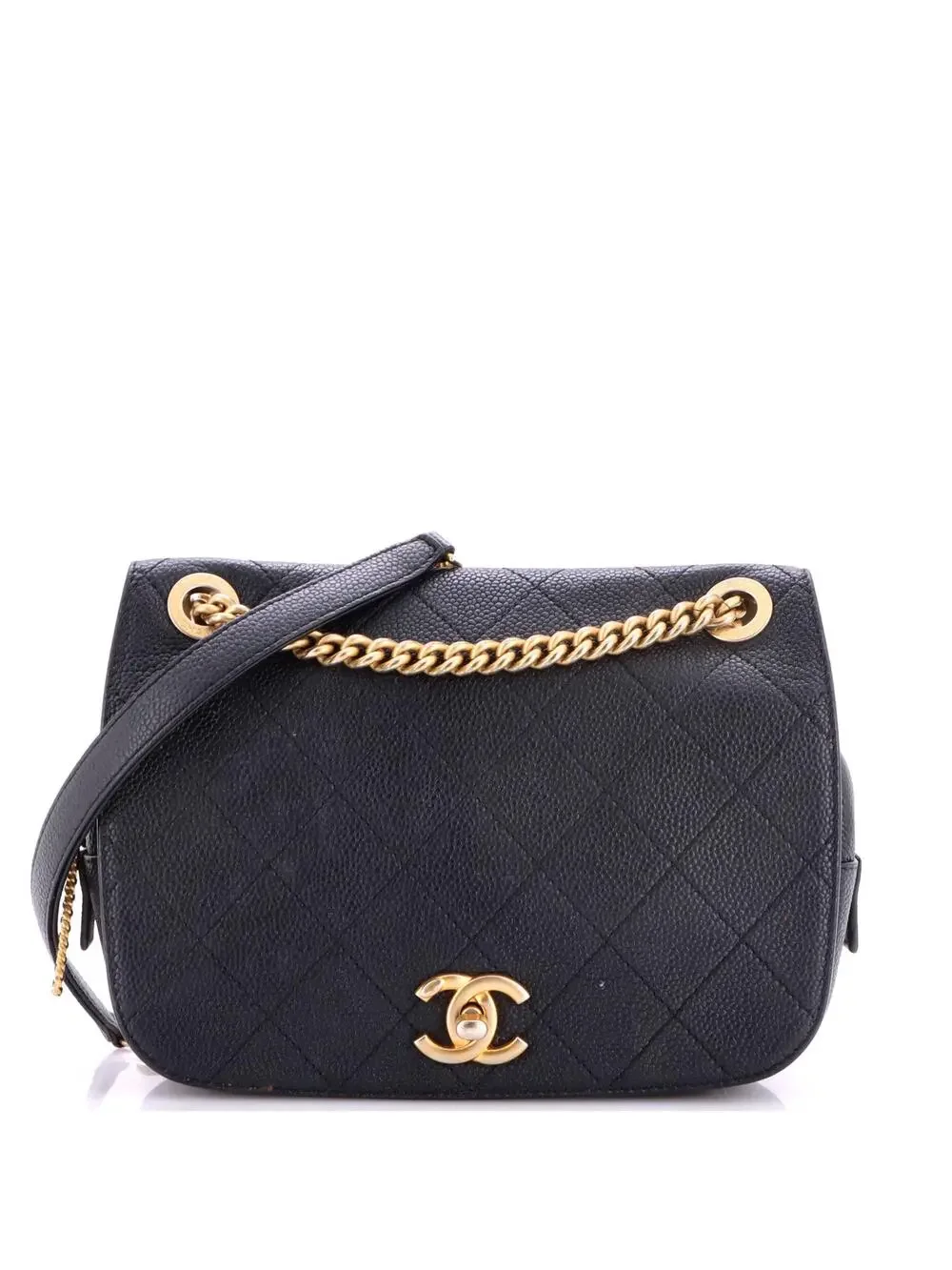 Chanel Cc Zipped Full Flap Bag Stitched #321034C36B